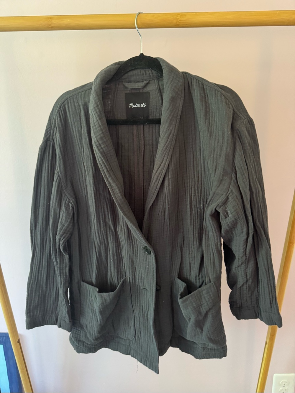 Madewell Women's Dark Charcoal Gauzey Cotton Blazer